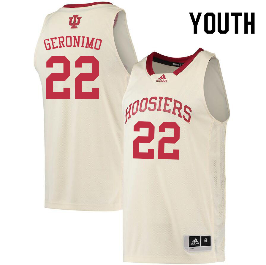 Youth #22 Jordan Geronimo Indiana Hoosiers College Basketball Jerseys Sale-Cream